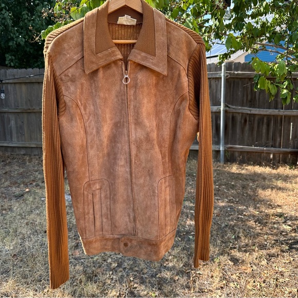 Vintage 1970s suede leather zip up sweater jacket - Picture 2 of 8